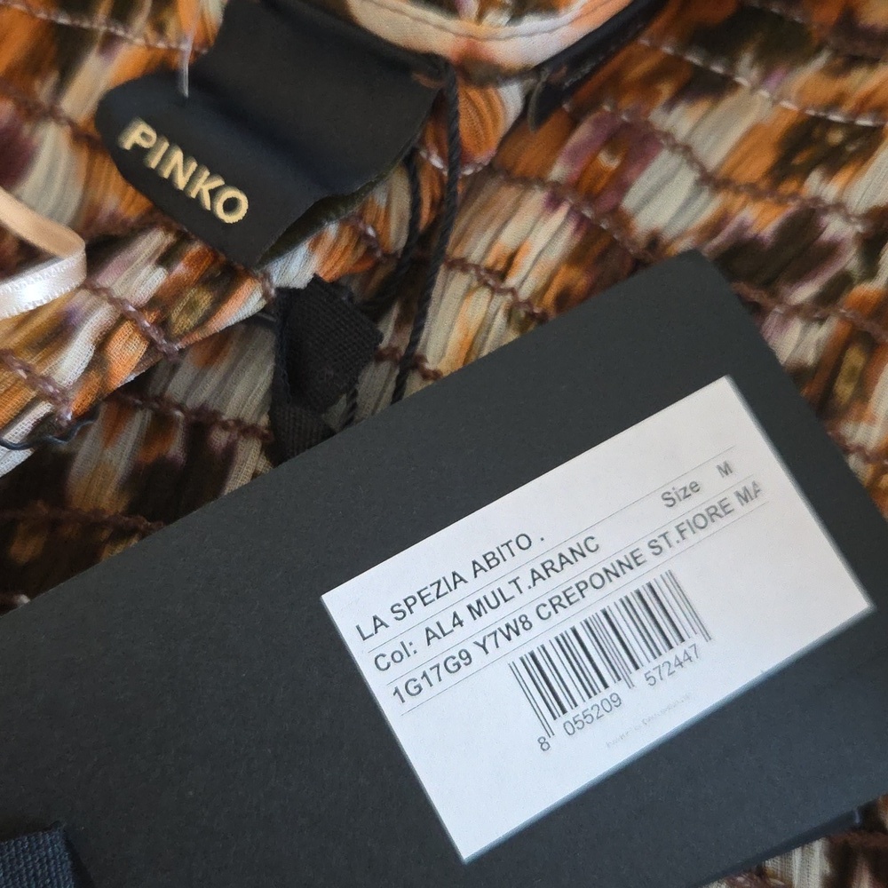 NWT Pinko Floral Mini Dress in Brown and Cream - Picture 14 of 16